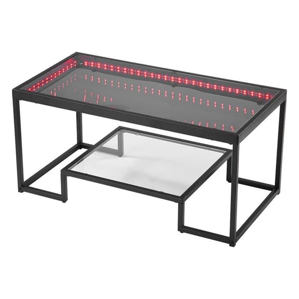 Sofabord - DUOKU - Firkantet - Tempereret Glas - Metal - 2 Niveauer