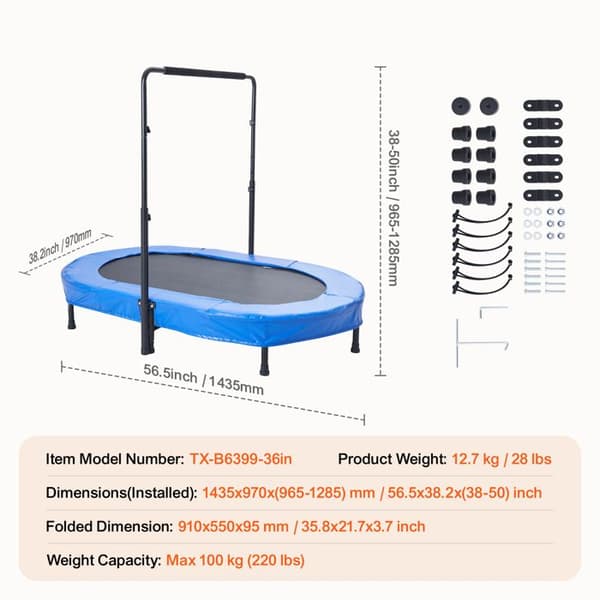 Trampolin - DUOKU - TX-B6399 - Mini Fällbar - 56 x 36 tum - För Barn - Utomhus