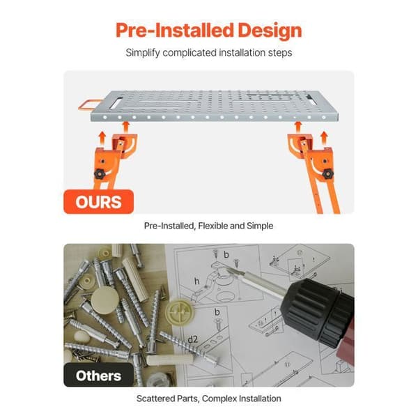 Foldable Welding Table 44"x 21"-Duoku-500 lb Capacity-Adjustable Height-Welding Workbench