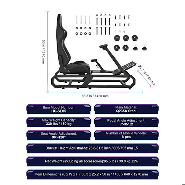 Support til Racerstyring - Duoku - til Logitech G923/G920/G29 - Cockpit til Køresimulator - Kompatibel med Thrustmaster T248P
