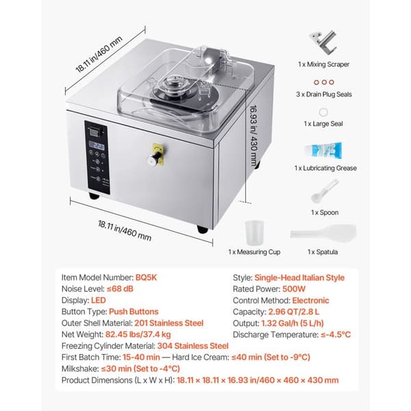 Sorbetti kone - DUOKU - BQ5K - 500 W - 2,8 L - 5 L/h