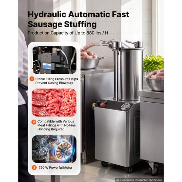 Elektrisk pølsepresser - DUOKU - GC260A - 26 L - 750 W - Rustfrit stål 304