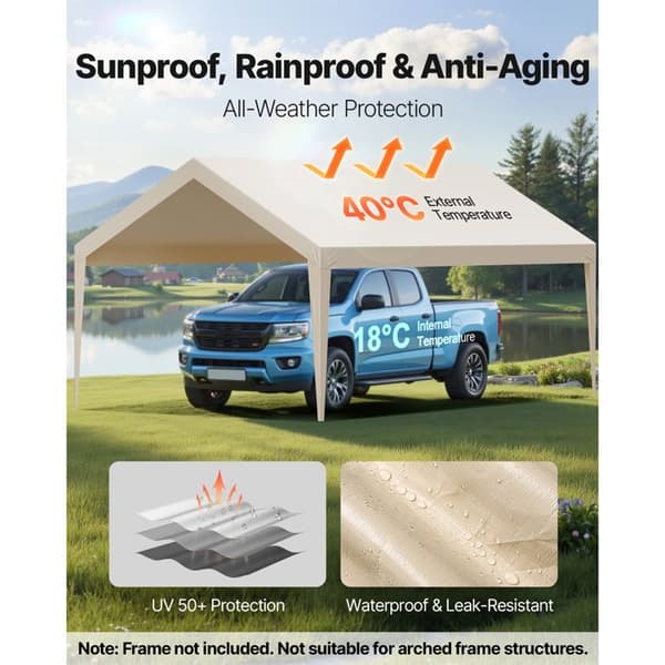 Ersättningstyg - DUOKU - 6,09x3,65 m - Vattentålig - UV-resistent - Beige beige