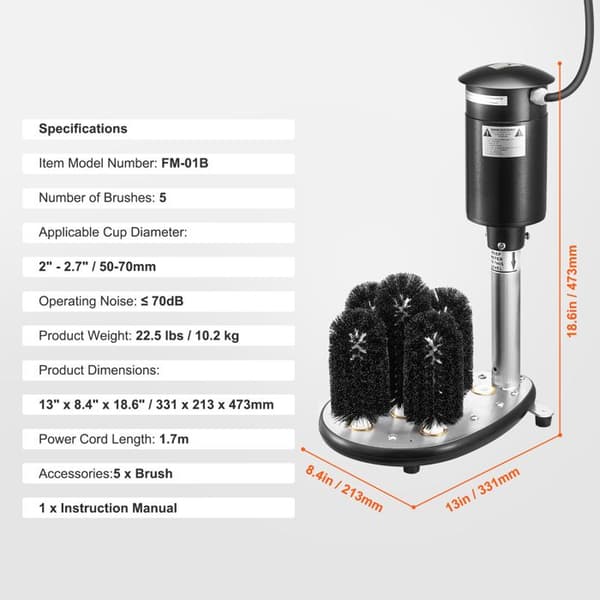 Opvaskemaskine - DUOKU - FM-01B - 5 børster - 1200 kopper/time - 70 dB maksimum
