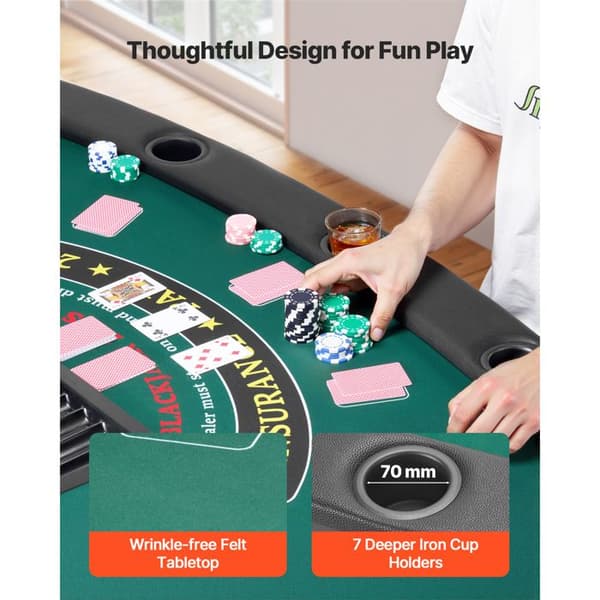 Foldbart Pokerbord på 183 cm-Duoku-til 7 Spillere-til Blackjack og Texas Hold'em