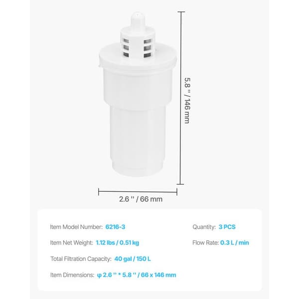 Vattenfilter - DUOKU - 6216-3 - 3 Bit - 5-stegs Patroner - Kapacitet 150 L