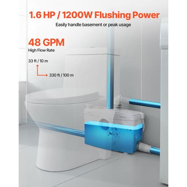 Sanitærkværn - DUOKU - FLO1200 - 1200 W - 4 Vandindgange - Flow 180 L/min