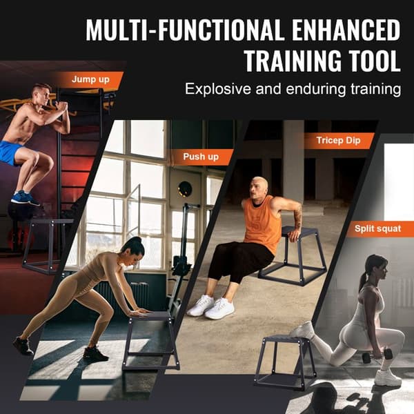 Plyometrisk springboks- Duoku- 18 tommer - Stålplatform til hjemmefitness - Skridsikker - Sort