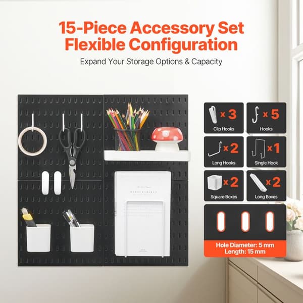 Kit til Perforeret Plastpanel-Duoku-11" x 11"-Vægorganisator med 4 Paneler-med Tilbehør-til Garage, Køkken, Kontor