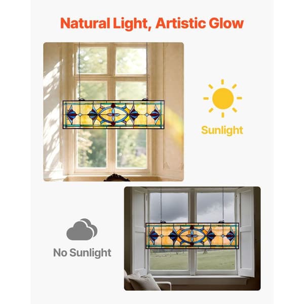 Solfångare i Glasyr-Duoku-81,3 x 25 cm-Hängande Panel med Kedja-Tiffany Stil-Vertikal Rektangulär Form