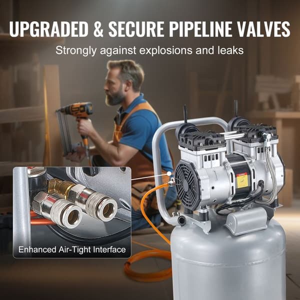 Luftkompressor - DUOKU - 13 Gallon - Oljesfritt tank - Ultra tyst 63 dB - 2 HK