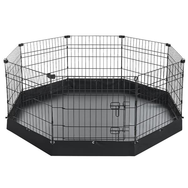 Dyrindhegning 61 cm-Duoku-med 8 Metalpaneler og Sort Bundtæppe, til Hvalpe, Katte og Små Dyr. Sammenfoldeligt Design