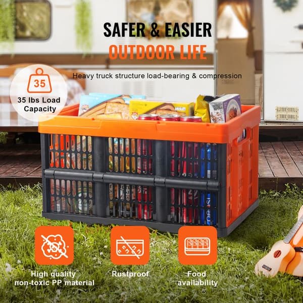 Förvaringskorgar - DUOKU - Set om 3 - 45 L - Fällbar Plast - Svart och Orange Svart + Orange