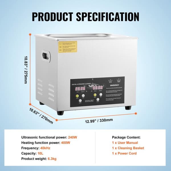Ultralydrenser-Duoku-10 L-Professionel Digital Laboratorie Renser med Timer