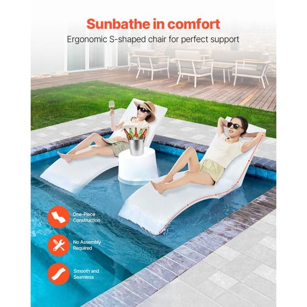 Sæt med 2 Langsæder til Swimmingpools - Duoku - Vandtilpasset op til 12,7 cm, til afslapning ved poolen og terrassen