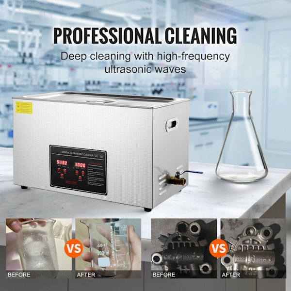 Ultrasonic Renser-Duoku-30 L-med Digital Timer og Opvarmning-Rustfrit Stål-Smådele og Printplader