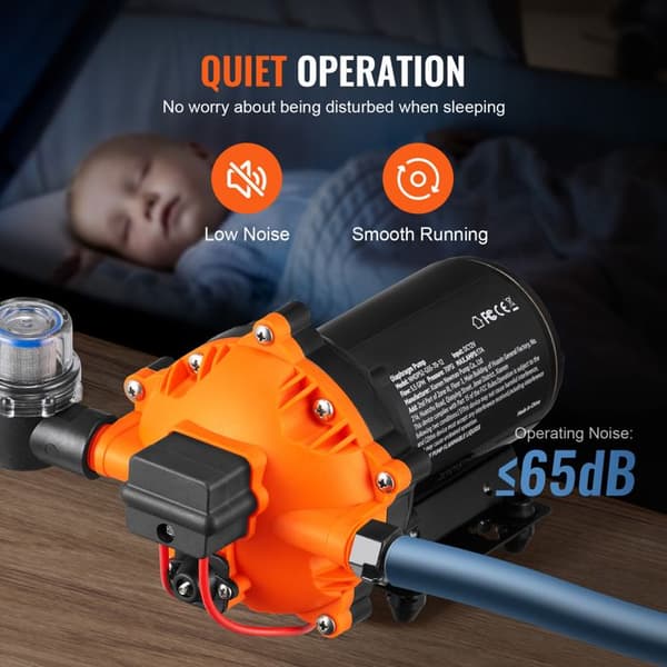 Självprimande Membranvattenspump-Duoku-12 V DC-Flöde 20,8 L/min-med Automatisk Tryckbrytare-Justerbart Tryck 2,7 till 7 bar