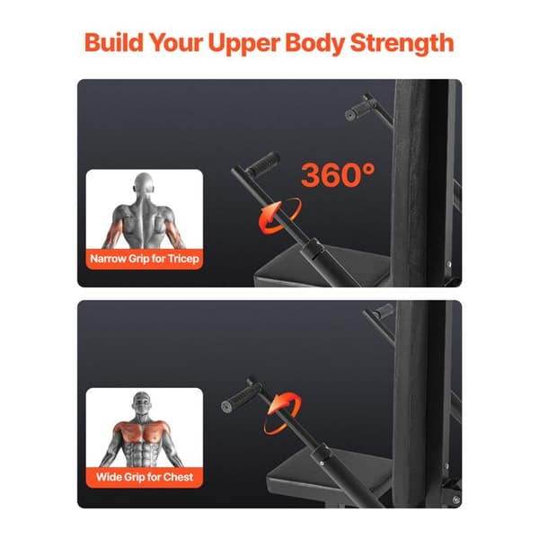 Styrketræningsapparat - DUOKU - HM2907 - Kapacitet 204 kg - Dips, Triceps, Biceps - Sort