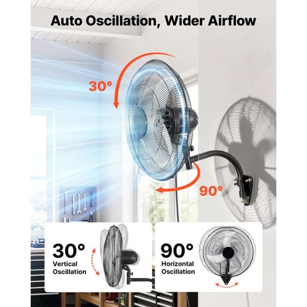 Vægmonteret industriel ventilator 50 cm - DUOKU - AMX-IWFAC220-20 - 65 W - 3 hastigheder - 4332 m³/h