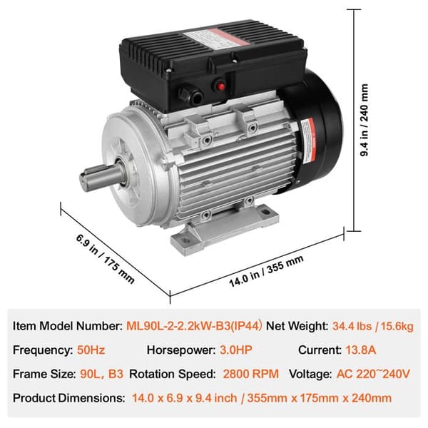 Elmotor - DUOKU - ML90L-2 - 2,2 kW - 2800 varv/min - Enfas