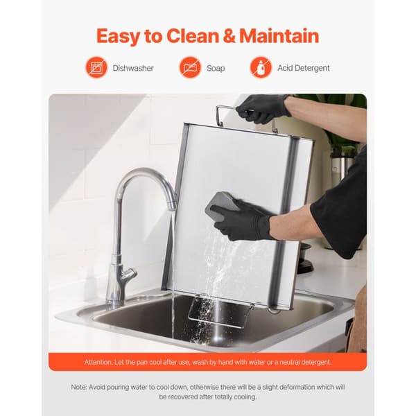 Bagplade - DUOKU - Universel rektangulær - Rustfrit stål - 425 x 270 mm - Aftagelige håndtag
