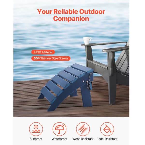 Fällbar Fotpall - DUOKU - Adirondack - Väderbeständig - HDPE - 1 Sits blå