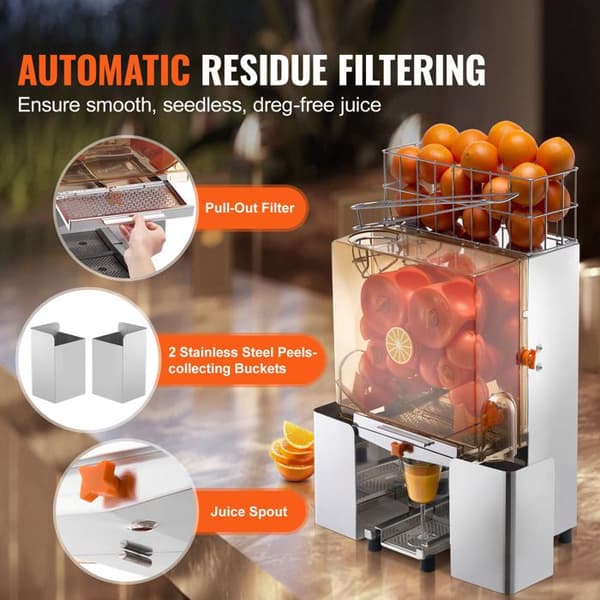 Saftpresser - DUOKU - NS-2000E-2 - 120W - Rustfrit Stål - 20 Appelsiner/min
