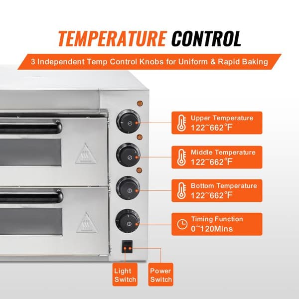 Pizzaovn - DUOKU - FY-1EP-2 - Rustfrit Stål - Dobbelt Bro - Temperatur 350℃