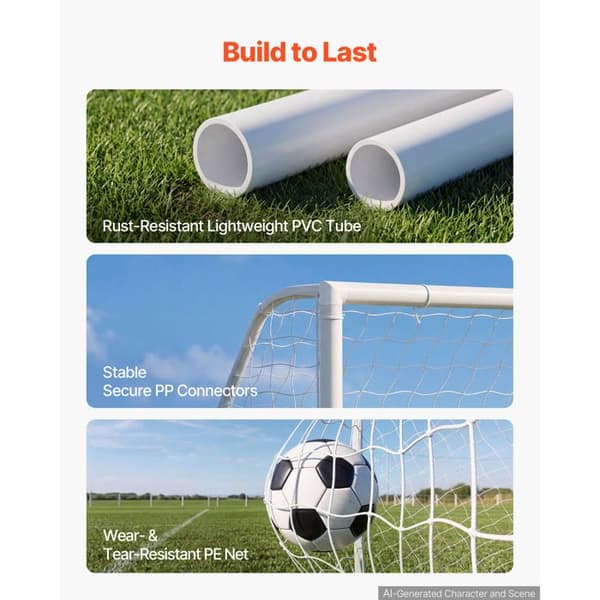 Fotbollsmål 2,44 x 1,82 m i PVC-Duoku med nät i PE, bärbart och robust set för utomhusträning.