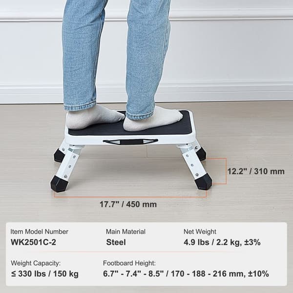 Sammenklappelig Trappe - DUOKU - WK2501C-2 - Stål - Kapacitet 150 kg - Højdejusterbar