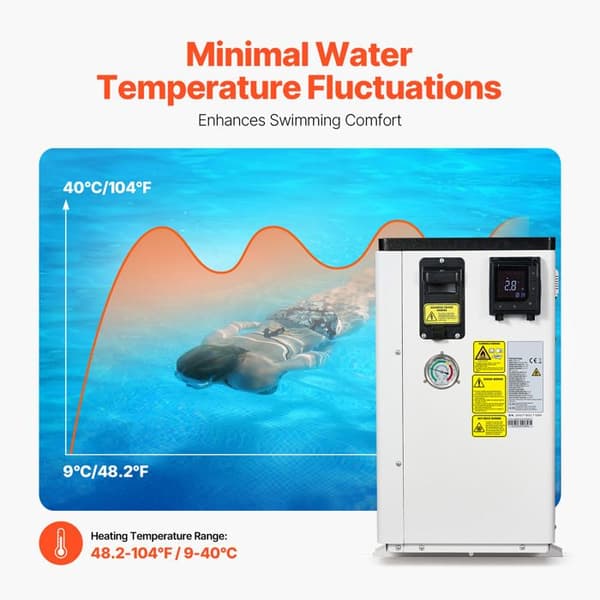 Varmeveksler - DUOKU - VBPYCE-150 - 3,22-15,25 kW - Variabel Frekvens - Til Swimmingpools 30-60 m³
