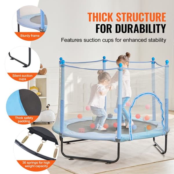 Trampolin - DUOKU - 60 tum - Mini Inomhus och Utomhus - Säkerhetsnät - Basketkorg