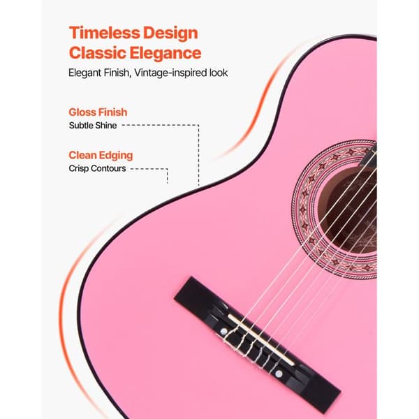Klassisk Gitarr - DUOKU - M5831 - 96 cm - Lind - Färg Rosa Ros