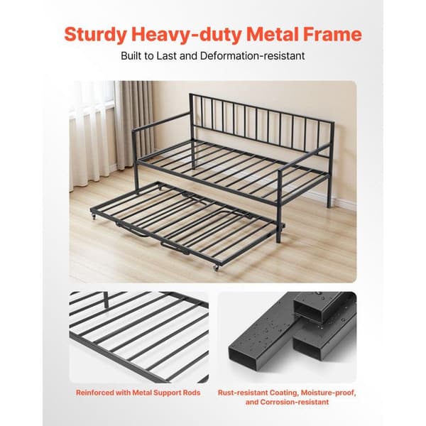 Sofa-seng - DUOKU - Justerbar Sengebund - LED-belysning - Opladningsstation - Sort Svart
