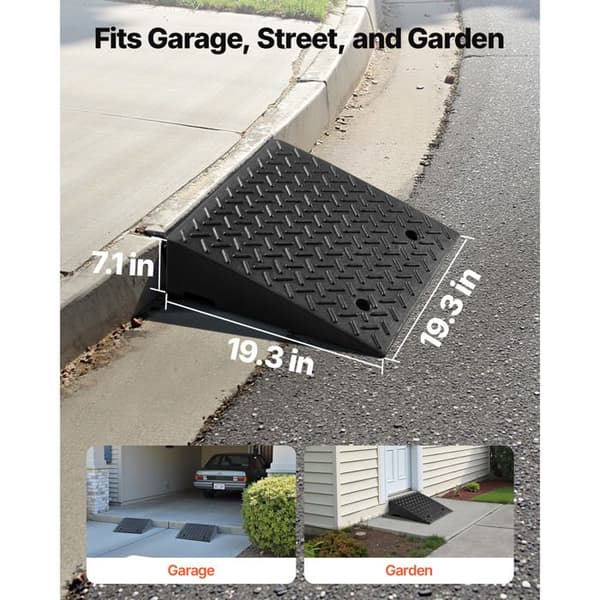 Robust Trottoir Rampe-Duoku-Højde 18 cm-Sæt af 2-Antiskrid Ramper-Belastning 3,175 Ton.