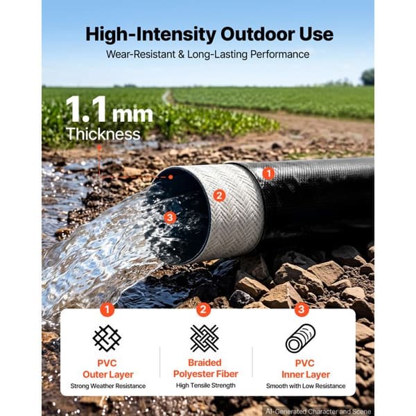Tryckslang - DUOKU - TLP06050X100FT02 - Ø50,8 mm (2") - 30,48 m (100 ft) - Vävd PVC 6,2 bar