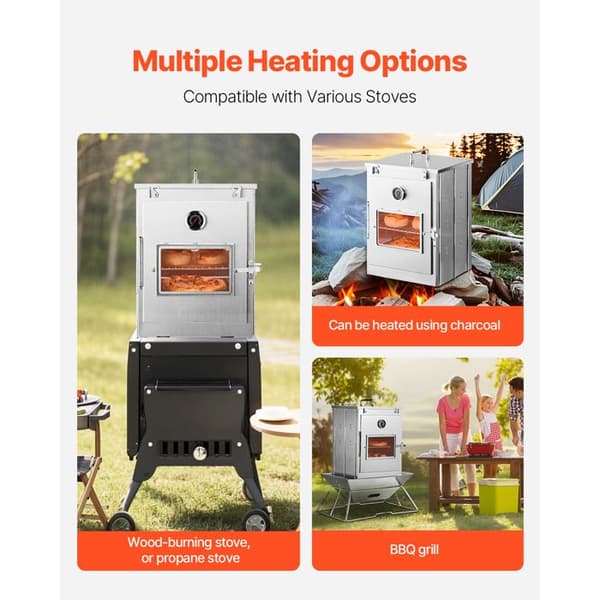 Folding Camping Grill-Duoku-Portabel Camping Brænder i Rustfrit Stål-med 3 Niveauer Gitter-til Brænde