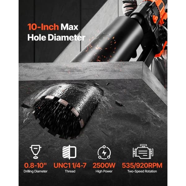 Diamantbor - DUOKU - CF-9255C - 2500 W - 2 Hastigheder - Boring 20-254 mm