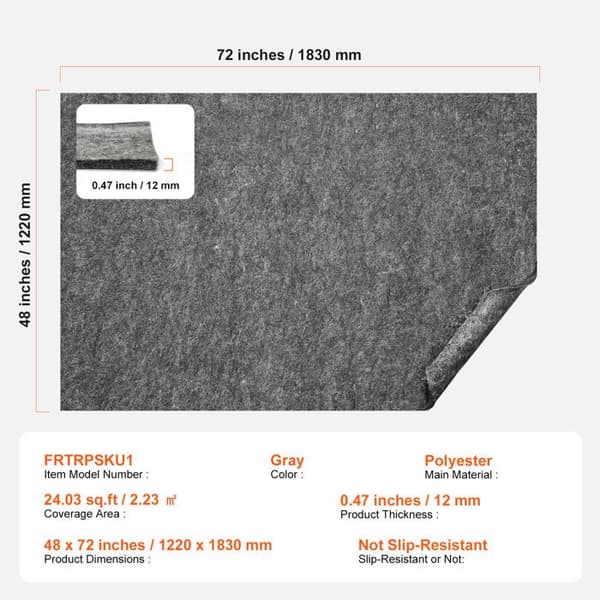 Polstret Tæppe - DUOKU - FRTRPSKU1 - 0,47" tykkelse - 1220 x 1830 mm - Grå grå