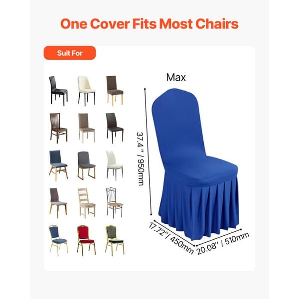 Stolsöverdrag - DUOKU - Paket med 30 - Utsträckbara - Polyester och Elastan - 51 x 45 x 95 cm Blå