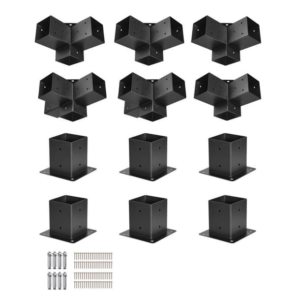 Pergolan tukijalat - DUOKU - SSA6C4E2 - Hiiliteräs - 12 kappaletta - 92x92 mm Svart