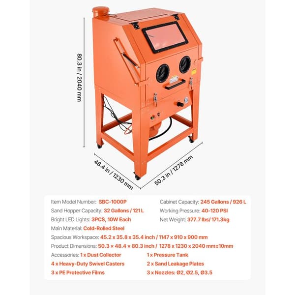 Sandblästring - DUOKU - SBC-1000P - Stål 926 L - Tratt 121 L - På hjul