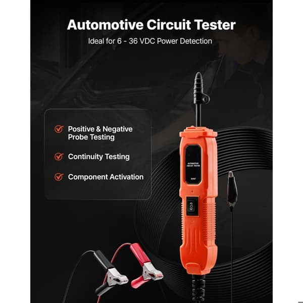 Automobile Circuit Tester 6-36 V DC-Duoku-Diagnosticsværktøj med Belysning, Testprobe og 4 m Kabel