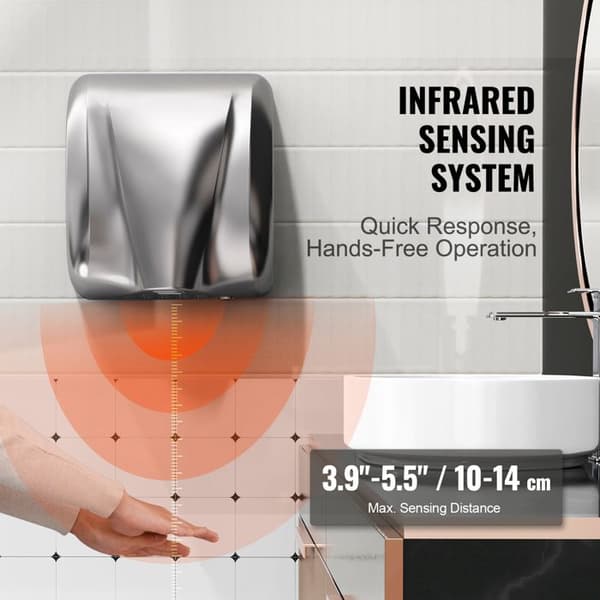 Håndtørrer Kommerciel - DUOKU - K2017 - 1800W - Rustfrit Stål - Infrarød Sensor