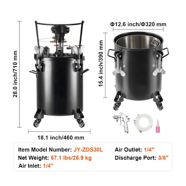 Tryksprayhætte - DUOKU - 30 L - Automatisk Røring - Justerbart Tryk - Pneumatisk