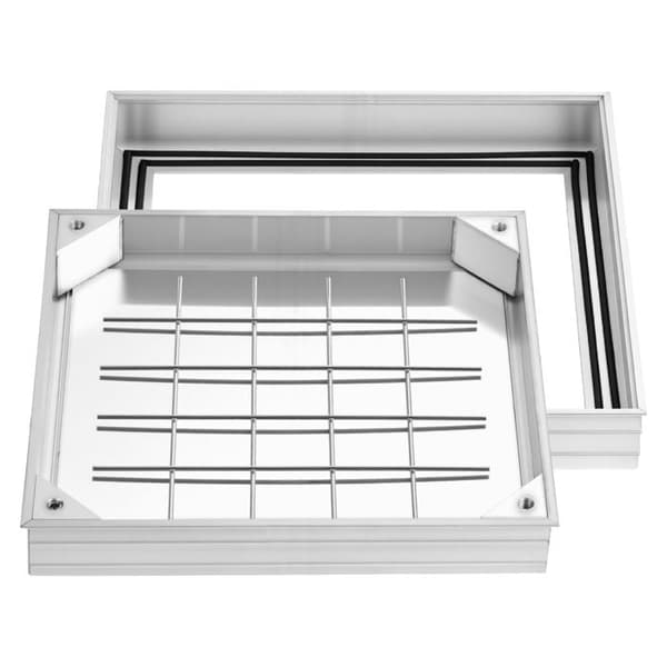 Avloppsbrunn med Ram 40x40 cm-Duoku-Infälld Lock i Diskret Design i Aluminiumlegering