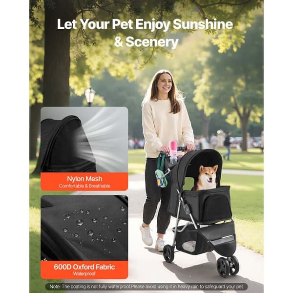 Djurvagn - DUOKU - GS301 - Kapacitet 16 kg - 3 hjul med bakbromsar - Nätfönster