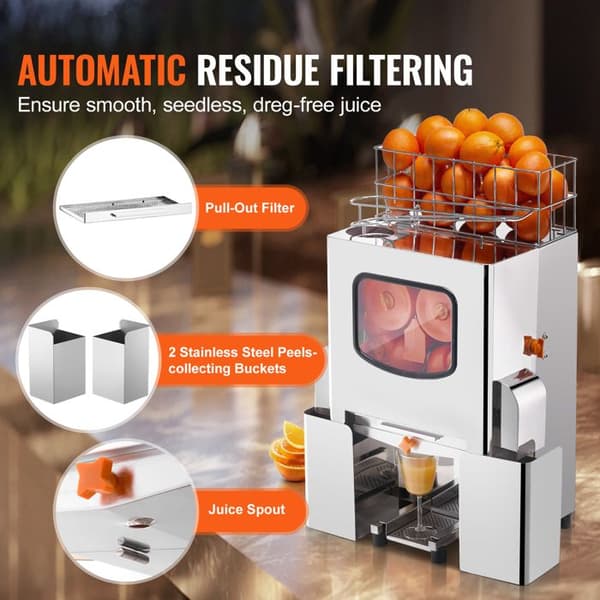Citruspresser - DUOKU - NS-2000E-3 - 120 W - Automatisk - Rustfrit stål