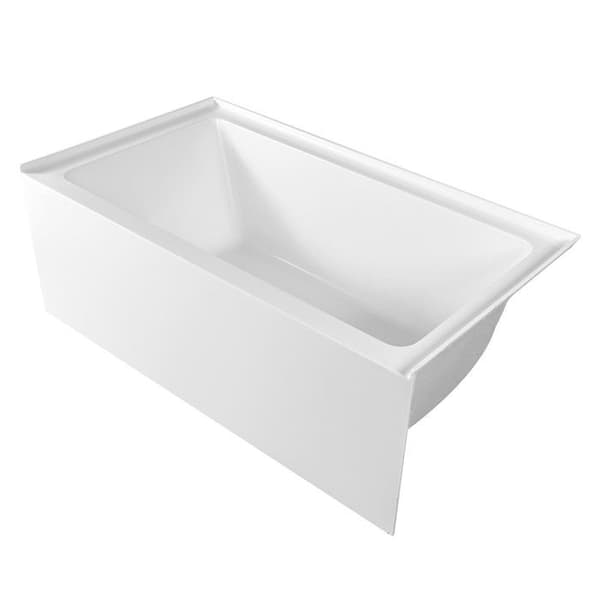 Nischbadkar - DUOKU - D-5430A - Rektangulär - Akryl 137,2x76,2 cm - Avlopp till höger Vit