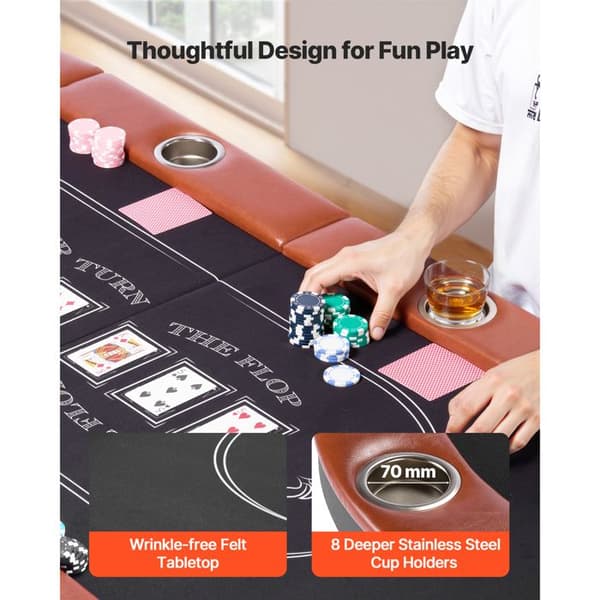 Fällbart Pokerbord 183 cm-Duoku-för 8 Spelare-för Blackjack och Texas Hold'em